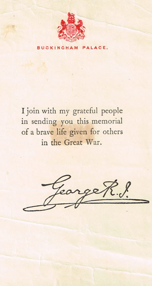 Letter from King George